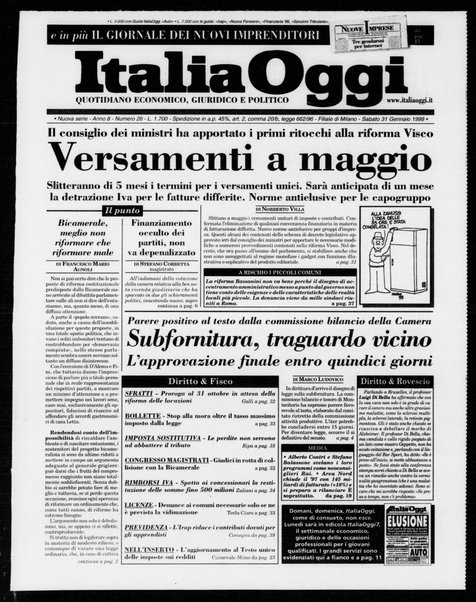 Italia oggi : quotidiano di economia finanza e politica